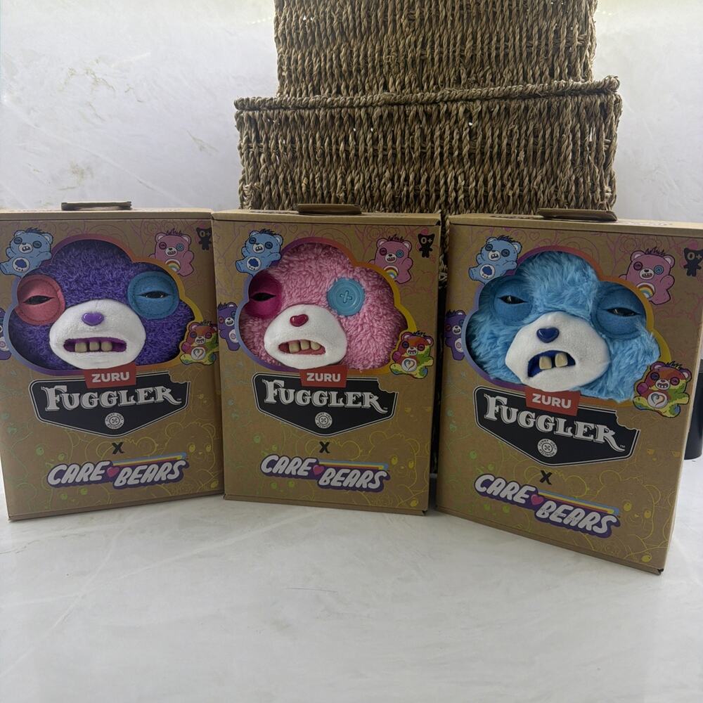 Fuggler X Care Bears Set Of 3 (Cheer Share & Grumpy) 9ich Ugly Plush Dolls - Picture 2 of 8